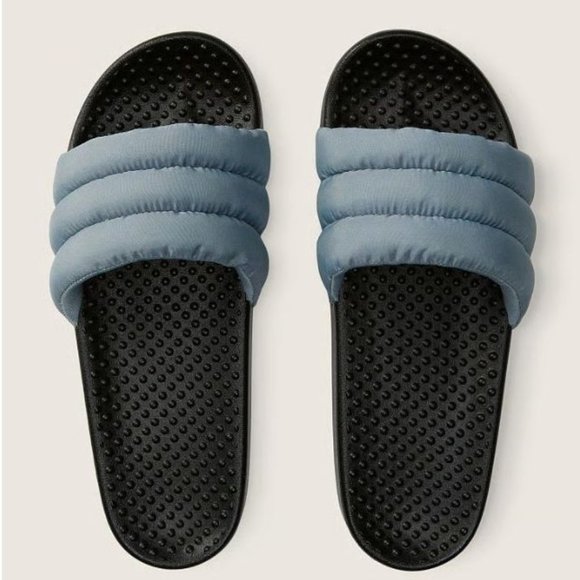 Victoria's Secret PINK Shoes - Victoria's Secret PINK Women's Gray/Black Puffer Slide Size Large (9/10) NEW